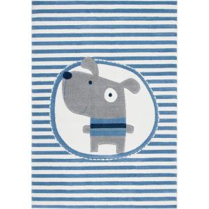 SAFAVIEH Carousel Kids Collection Accent Rug – 3’3″ x 5’3″, Navy & Ivory, Stripe Design, Non-Shedding & Easy Care, Ideal for High Traffic Areas for Boys & Girls in Playroom, Nursery, Bedroom (CRK126N)(Ivory/Blue)