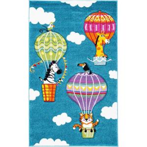 SAFAVIEH Carousel Kids Collection Accent Rug – 4′ x 6′, Blue & Green, Non-Shedding & Easy Care, Ideal for High Traffic Areas for Boys & Girls in Playroom, Nursery, Bedroom (CRK118M)(Blue/Green)