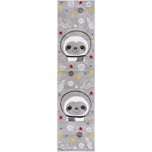 SAFAVIEH Carousel Kids Collection Accent Rug – 4′ x 6′, Blue & Grey, Sloth Design, Non-Shedding & Easy Care, Ideal for High Traffic Areas for Boys & Girls in Playroom, Nursery, Bedroom (CRK140M)(Grey/Ivory)