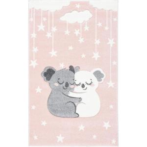 SAFAVIEH Carousel Kids Collection Accent Rug – 4′ x 6′, Pink & White, Koala Design, Non-Shedding & Easy Care, Ideal for High Traffic Areas for Boys & Girls in Playroom, Nursery, Bedroom (CRK195U)(Pink/White)