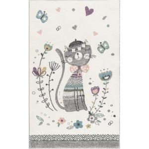 SAFAVIEH Carousel Kids Collection Area Rug – 5’3″ Square, Ivory & Pink, Non-Shedding & Easy Care, Ideal for High Traffic Areas for Boys & Girls in Playroom, Nursery, Bedroom (CRK187A)(Ivory/Pink)