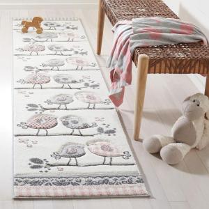 SAFAVIEH Carousel Kids Collection Area Rug – 5’3″ x 7’6″, Pink & Ivory, Birds Design, Non-Shedding & Easy Care, Ideal for High Traffic Areas for Boys & Girls in Playroom, Nursery, Bedroom (CRK153P)(Pink/Ivory)