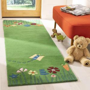 SAFAVIEH Kids Collection Accent Rug – 4′ x 6′, Green & Multi, Handmade Grass and Flowers Wool, Ideal for High Traffic Areas in Entryway, Living Room, Bedroom (SFK751A)(Green/Multi)