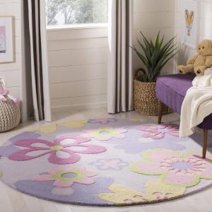 SAFAVIEH Kids Collection Area Rug – 4′ Round, Multi, Handmade Floral Wool, Ideal for High Traffic Areas in Living Room, Bedroom (SFK314A)(Multi Color)