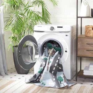 SAFAVIEH Washable Rug Kids Playhouse Collection – 5’5″ x 7’7″, Dark Green & Light Grey, Slip Resistant & Easy to Clean, Ideal for Kids Room, Playroom, Nursery, Boys & Girls Room (KPH235Y)(Blue/Dark Grey)