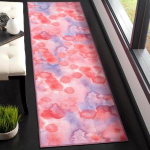 SAFAVIEH Washable Rug Paint Brush Collection – 5’5″ x 7’6″, Fuchsia & Lavender, Slip Resistant & Easy to Clean, Ideal for Living Room, Bedroom, Nursery, Kids Playroom, Dining Space (PTB122A)(Fuchsia/Lavender)
