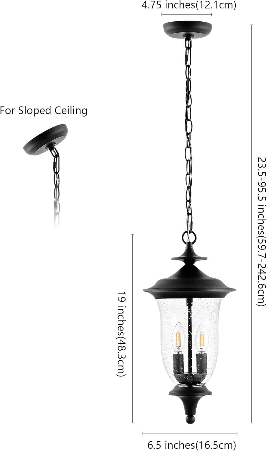 image:imageSAFAVIEH Lighting Collection Dowell Black 2Light Extendable Outdoor Pendant