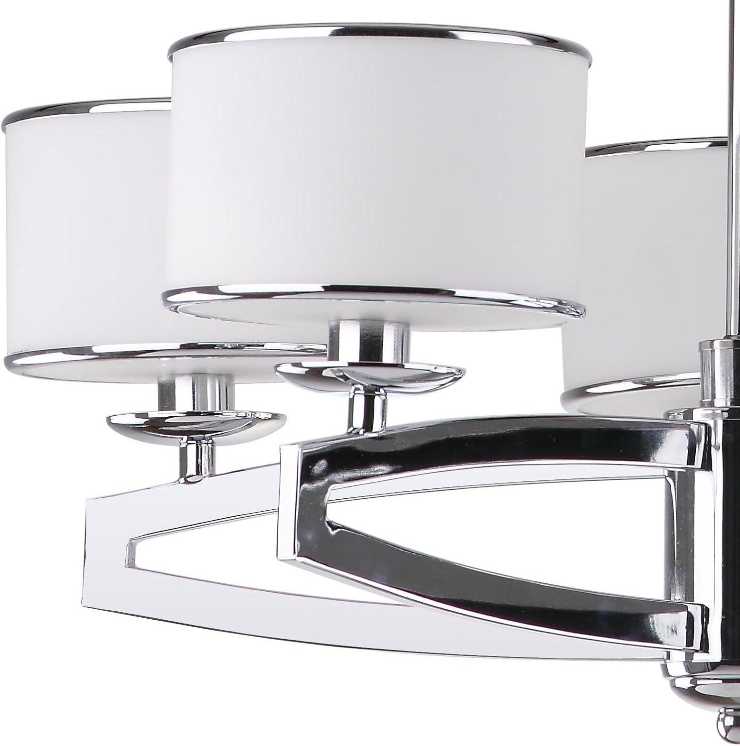 image:imageSAFAVIEH Lighting Collection Lenora Modern Chrome 25inch Diameter 5light Hanging Chandelier Light Fixture LED Bulbs Included