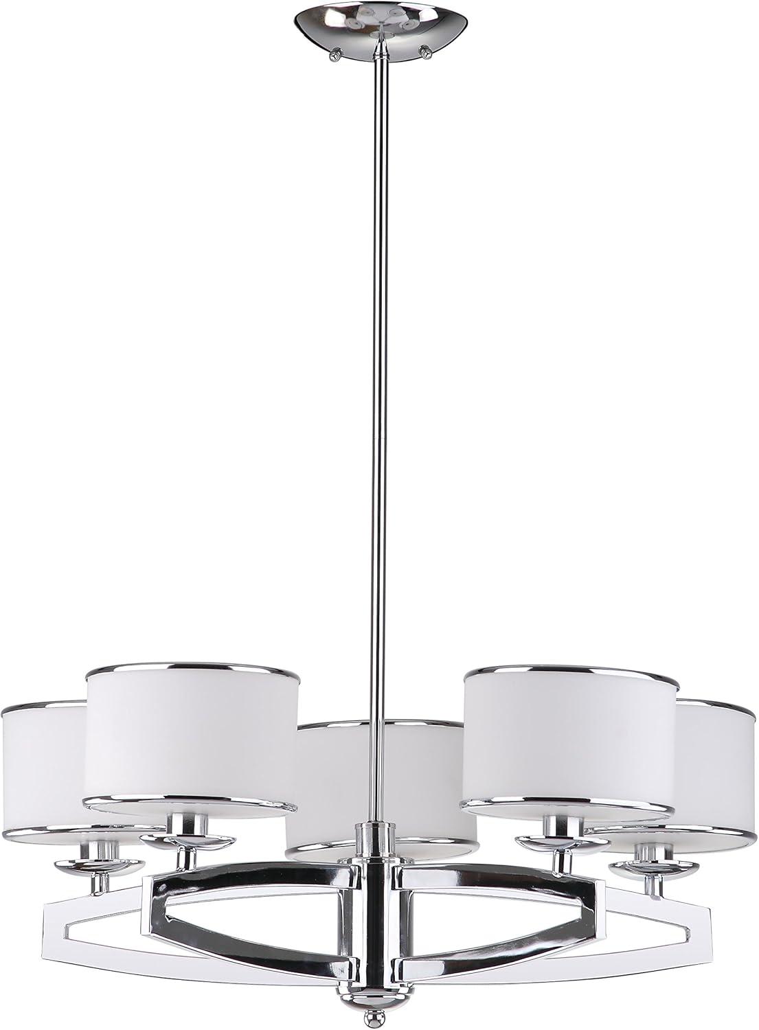 image:imageSAFAVIEH Lighting Collection Lenora Modern Chrome 25inch Diameter 5light Hanging Chandelier Light Fixture LED Bulbs Included