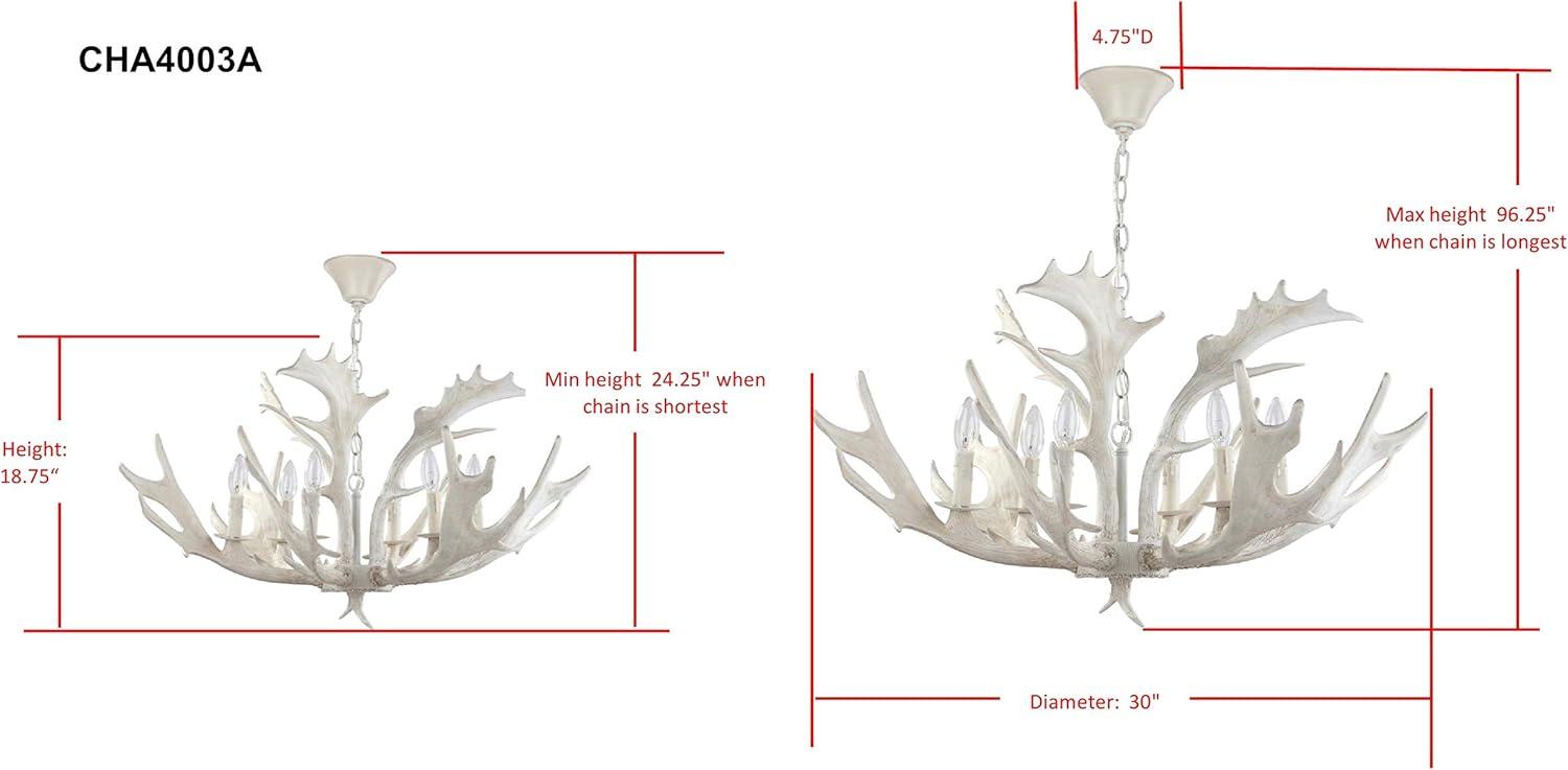 image:imageSafavieh Lighting Collection Birch 30 Antler White Chandelier