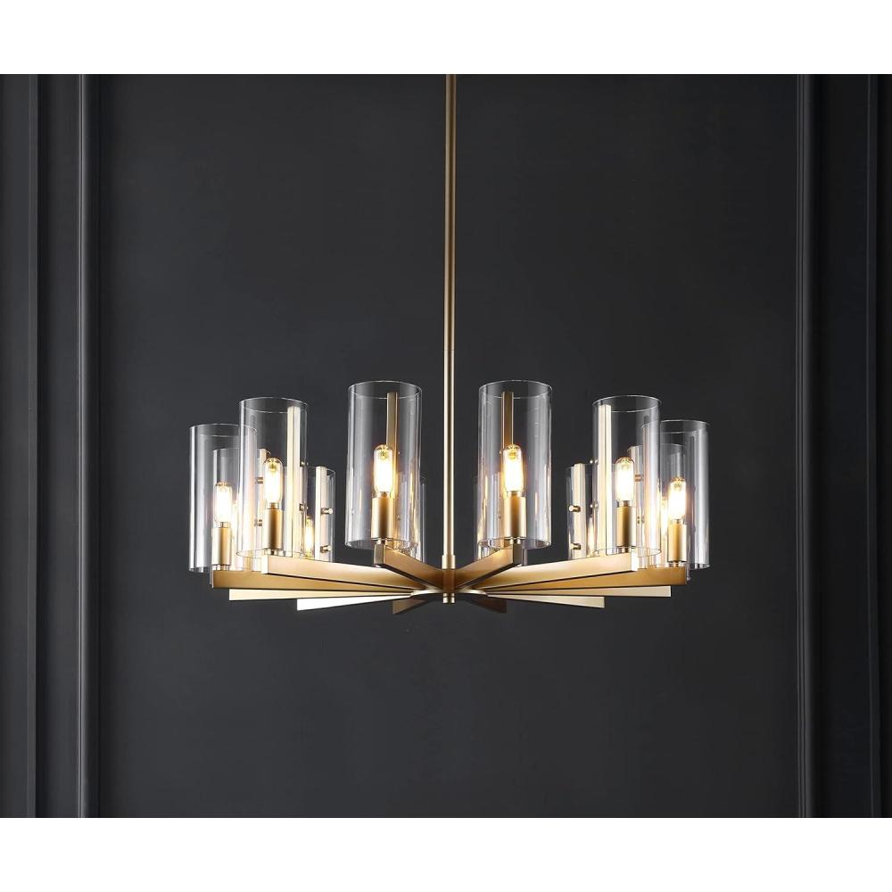 image:imageSAFAVIEH Lighting Collection Benicio Art Deco 29inch Diameter Adjustable Hanging Chandelier Light Fixture LED Bulbs Included