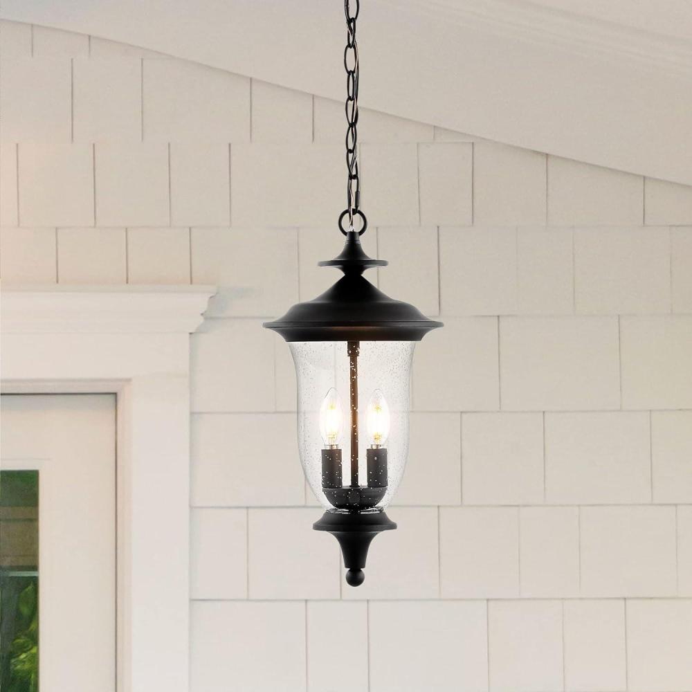 image:imageSAFAVIEH Lighting Collection Dowell Black 2Light Extendable Outdoor Pendant