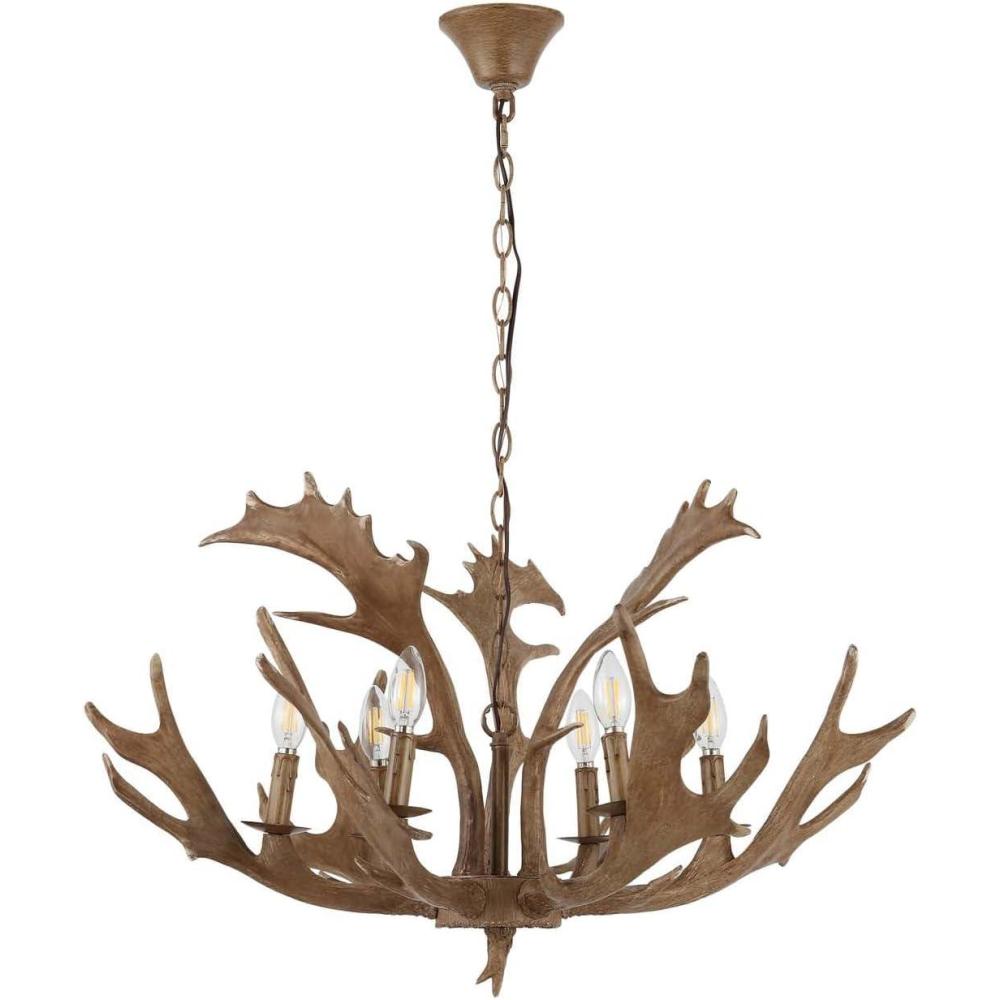 image:imageSAFAVIEH Lighting Collection Dresden Rustic Farmhouse Brown Antler Chandelier