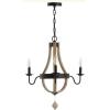 SAFAVIEH CHA4014A Kamari 3-Light Adjustable Black and Brown Wooden Finish (LED Bulbs Included) Chandelier