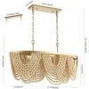 SAFAVIEH Lighting Collection Alluri Boho Coastal Gold/Natural 4-Light 32-inch Chandelier