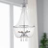 SAFAVIEH Lighting Collection Berlin Farmhouse Modern Glam Chrome/ Beaded Crystal 18-inch Diameter 6-light Adjustable Hanging Chandelier Light Fixture (LED Bulbs Included)