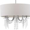 SAFAVIEH Lighting Collection Cotillion Modern Shabby Chic Farmhouse Glam Chrome/ Crystal 22-inch Diameter Adjustable Hanging Pendant Light Fixture (LED Bulbs Included)