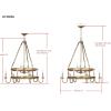 SAFAVIEH Lighting Collection Crowley Farmhouse Rustic Gold Metal 31-inch Diameter 9-light Adjustable Hanging Chandelier Light Fixture (LED Bulbs Included)