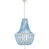 SAFAVIEH Lighting Collection Elanie Boho Coastal Cream Beaded 5-Light 22-inch Pendant Chandelier(Blue)