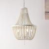 SAFAVIEH Lighting Collection Elanie Boho Coastal Cream Beaded 5-Light 22-inch Pendant Chandelier(Cream)