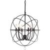 SAFAVIEH Lighting Collection Evie Modern Contemporary Farmhouse Industrial Retro Black Orb 22-inch 6-light Adjustable Round Chandelier Light Fixture (LED Bulbs Included)