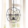 SAFAVIEH Lighting Collection Evie Modern Contemporary Farmhouse Industrial Retro Black Orb 22-inch 6-light Adjustable Round Chandelier Light Fixture (LED Bulbs Included)