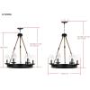SAFAVIEH Lighting Collection Fritz Farmhouse Rustic Industrial Coastal Boho Black/ Brown 25-inch Diameter 6-light Adjustable Hanging Wagon Wheel Chandelier Light Fixture (LED Bulbs Included)