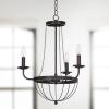 SAFAVIEH Lighting Collection Jacques Farmhouse Rustic Modern Black Metal 18-inch Diameter 3-light Adjustable Hanging Chandelier Light Fixture (LED Bulbs Included)
