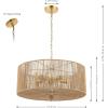 SAFAVIEH Lighting Collection Mamba Natural/Gold 5-Light Adjustable Pendant Chandelier Hanging Light Fixture, Ideal for Dining Room, Kitchen Island, Entryway (LED Bulbs Included)