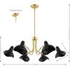 SAFAVIEH Lighting Collection Mykola Black/Brass Gold 6-Light Hanging Adjustable Chandelier Light Fixture (LED Bulbs Included)