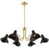 SAFAVIEH Lighting Collection Mykola Black/Brass Gold 6-Light Hanging Adjustable Chandelier Light Fixture (LED Bulbs Included)