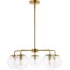 SAFAVIEH Lighting Collection Negara Mid-Century Modern Retro Brass/Clear Orb 5-Light Chandelier