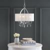SAFAVIEH Lighting Collection New Vienna Modern Shabby Chic Farmhouse Glam White Shade/ Chrome 18-inch Diameter 3-light Adjustable Hanging Chandelier Light Fixture (LED Bulbs Included)(White / Chrome)