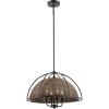 SAFAVIEH Lighting Collection Paulina Rattan Natural/Black 4-Light Adjustable Pendant Chandelier Hanging Light Fixture, Ideal for Dining Room, Kitchen Island, Foyer, Entryway (LED Bulbs Included)
