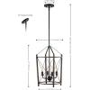 SAFAVIEH Lighting Collection Peltier Farmhouse Walnut/Black 4-Light Lantern Adjustable Pendant Chandelier Hanging Light Fixture, Ideal for Dining Room, Kitchen Island, Foyer (LED Bulbs Included)