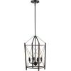 SAFAVIEH Lighting Collection Peltier Farmhouse Walnut/Black 4-Light Lantern Adjustable Pendant Chandelier Hanging Light Fixture, Ideal for Dining Room, Kitchen Island, Foyer (LED Bulbs Included)
