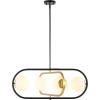 SAFAVIEH Lighting Collection Urbana Black/Brass Gold 4-Light Adjustable Pendant Chandelier Hanging Light Fixture, Ideal for Dining Room, Kitchen Island, Entryway (LED Bulbs Included)