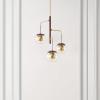 SAFAVIEH Lighting Collection Vylora Brown/Brass Gold 3-Light Adjustable Pendant Chandelier Hanging Light Fixture, Ideal for Dining Room, Kitchen Island, Entryway (LED Bulbs Included)