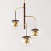 SAFAVIEH Lighting Collection Vylora Brown/Brass Gold 3-Light Adjustable Pendant Chandelier Hanging Light Fixture, Ideal for Dining Room, Kitchen Island, Entryway (LED Bulbs Included)