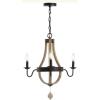 SAFAVIEH CHA4014A Kamari 3-Light Adjustable Black and Brown Wooden Finish (LED Bulbs Included) Chandelier