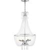 SAFAVIEH Lighting Collection Berlin Farmhouse Modern Glam Chrome/ Beaded Crystal 18-inch Diameter 6-light Adjustable Hanging Chandelier Light Fixture (LED Bulbs Included)