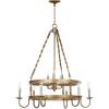 SAFAVIEH Lighting Collection Crowley Farmhouse Rustic Gold Metal 31-inch Diameter 9-light Adjustable Hanging Chandelier Light Fixture (LED Bulbs Included)