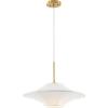 SAFAVIEH Lighting Collection Lanai White/Brass Fabric/Metal Hanging Light Fixture Pendant (LED Bulb Included)