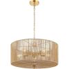 SAFAVIEH Lighting Collection Mamba Natural/Gold 5-Light Adjustable Pendant Chandelier Hanging Light Fixture, Ideal for Dining Room, Kitchen Island, Entryway (LED Bulbs Included)