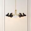 SAFAVIEH Lighting Collection Mykola Black/Brass Gold 6-Light Hanging Adjustable Chandelier Light Fixture (LED Bulbs Included)