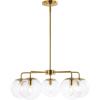 SAFAVIEH Lighting Collection Negara Mid-Century Modern Retro Brass/Clear Orb 5-Light Chandelier