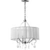 SAFAVIEH Lighting Collection New Vienna Modern Shabby Chic Farmhouse Glam White Shade/ Chrome 18-inch Diameter 3-light Adjustable Hanging Chandelier Light Fixture (LED Bulbs Included)(White / Chrome)