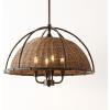 SAFAVIEH Lighting Collection Paulina Rattan Natural/Black 4-Light Adjustable Pendant Chandelier Hanging Light Fixture, Ideal for Dining Room, Kitchen Island, Foyer, Entryway (LED Bulbs Included)