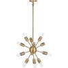 SAFAVIEH Lighting Collection Raging Solace Retro Mid-Century Modern Industrial Sputnik Gold 18-inch Diameter 12-light Pendant Adjustable Hanging Pendant Light Fixture (LED Edison Bulbs Included)(Gold)