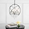 SAFAVIEH PND4101A Sabina 4-Light Nickel Brass and Black Adjustable Chandelier (LED Bulbs Included) Pendant